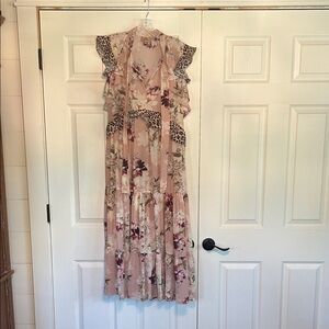 Floral Ruffle Maxi Dress in Blush Pink